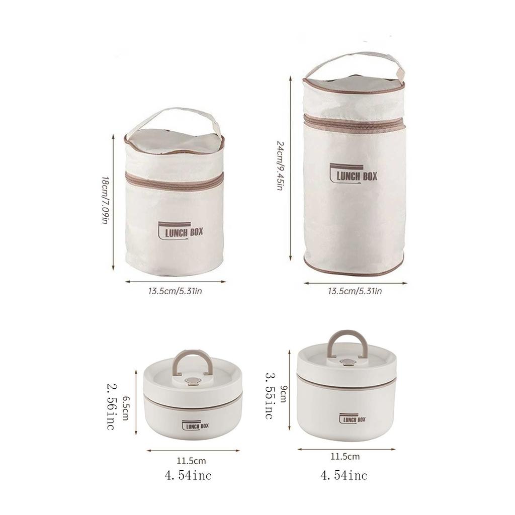 2/3Pcs Portable Insulated Lunch Container Set With Thermal Bag Stackable Stainless Steel Bento Box for School Work Picnic Travel