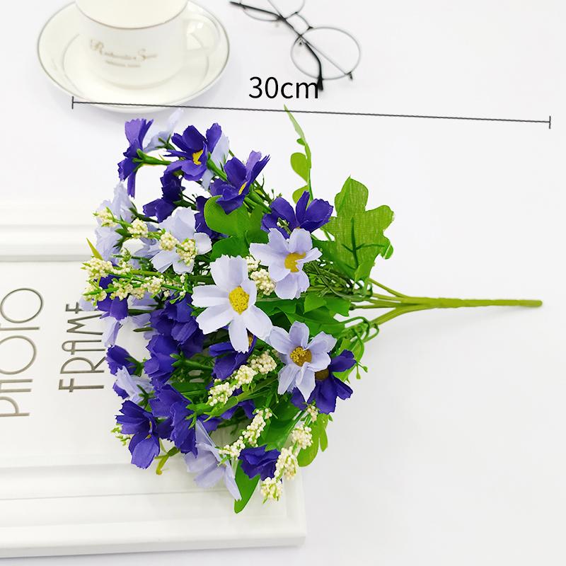 Artificial Daisy, Orchid, Sunflower & Green Plant Bunch for Bedroom Decoration