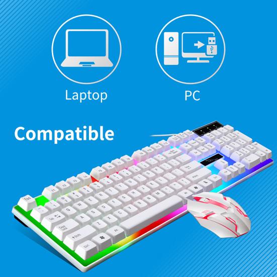 2Pcs/Set G21B Office Wired USB Mechanical Mouse Backlight Gaming Keyboard Mouse for Office