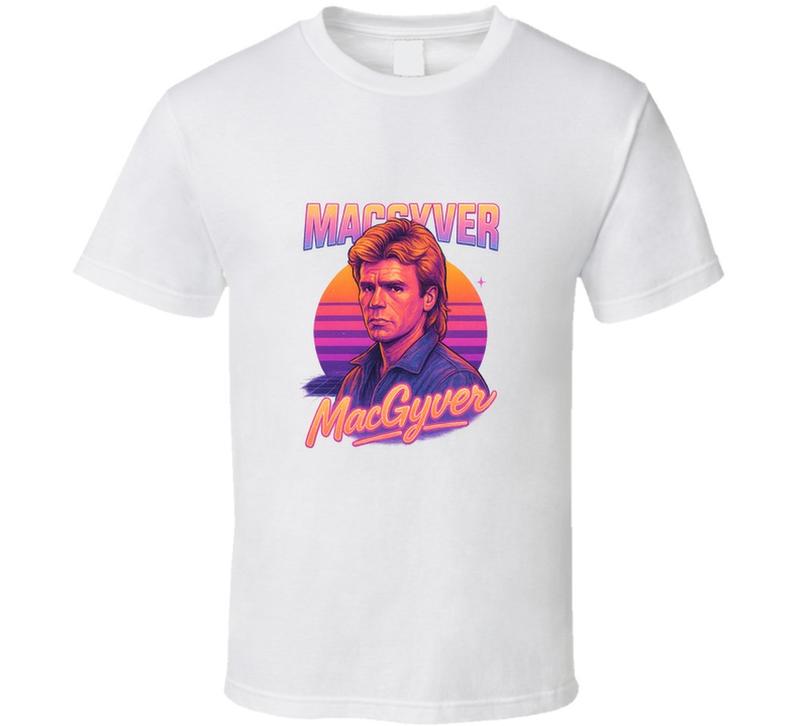 Macgyver Tv Show Retro 80s Neon Portrait Unisex T-shirt