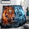 Red Blue Eagle Tiger Leopard Print Flannel Blanket,High quality Comfortable for All Seasons,Home Decor,Warmth and Comfort,Perfect for Christmas Gifts