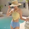 Bikini Korea High Waist Cover Belly Halter Simple Split Bikini Swimsuit Women Beach Hot Spring Vacation