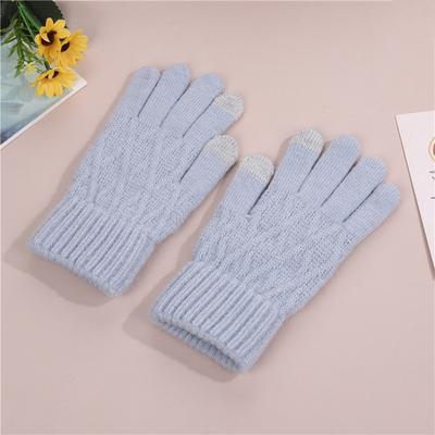 Dicke Samtstrickhandschuhe zum Warmhalten und Kälteschutz Touchscreen Wolle Winter Niedlich und vielseitig Fingerlose Handschuhe Neuer Stil für Damen