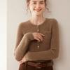 Women's Cashmere Ribbed Pullover Sweater – Round Neck with Buttons and Pockets, Autumn/Winter Collection