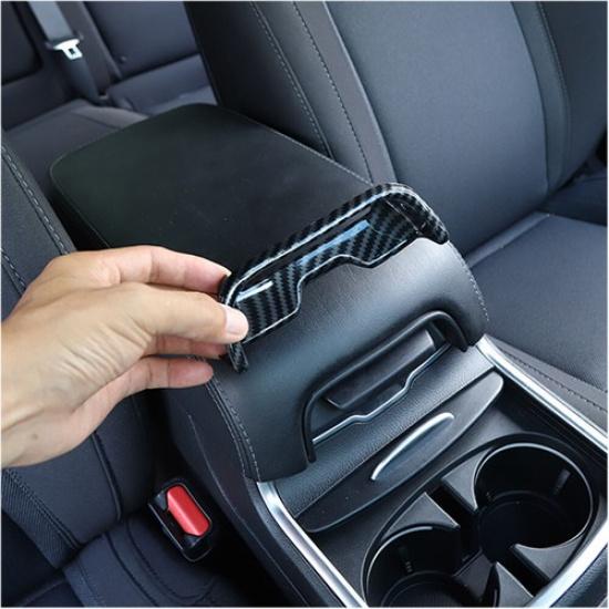 Car Armrest Box Switch Cover Trim Bezel for Dodge Charger 2011- Carbon Fiber