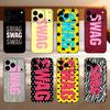 Husă de telefon SWAG Stil Y2K de Lux Pentru iPhone 17,16,15,14,13,12,11 Plus,Pro Max,SE4 Capac Negru din Silicon Moale