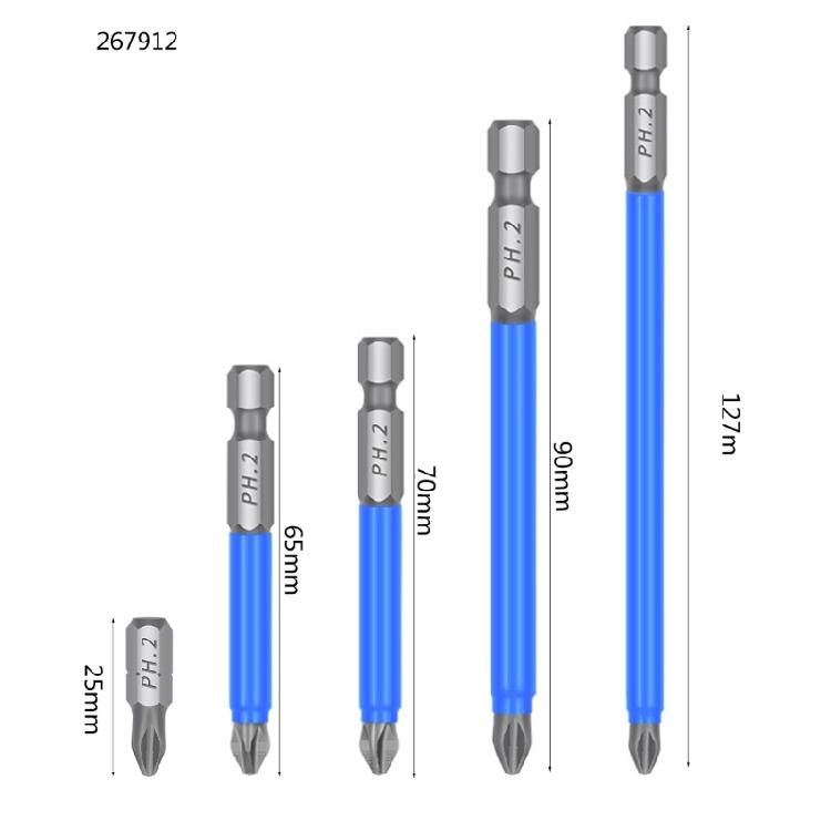 Cross Impact Screwdriver Bits Set Magnetic Batch Heads 25/50/65/70/90/127/150mm