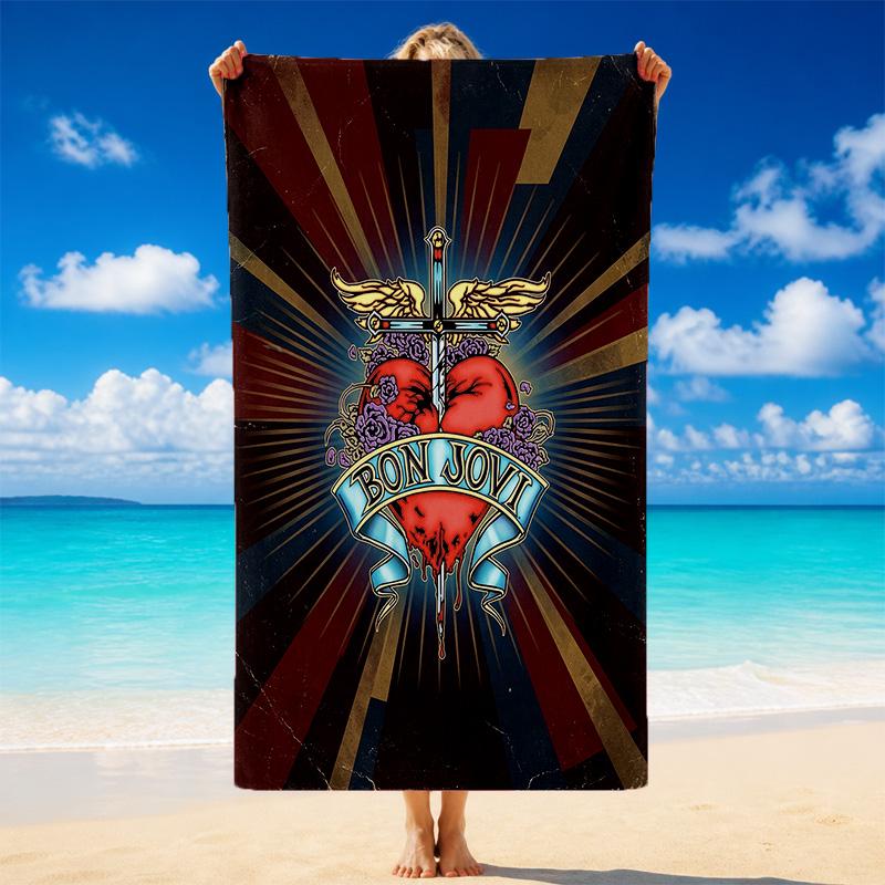 Bon Jovi Print Microfiber Beach Towel Sand?Resistant Lightweight Towel For Swimming Outdoor Travel Use