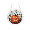 yangyizhi Halloween Scary Bat Pumpkin Acrylic Jigsaw Puzzle Suncatcher, Stained Glass Style Window Hanging Decor for Home, Garden, Gift Family Friends