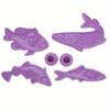 4pcsSet of Fish-Shaped Polymer Clay Texture Embossing Stamps - Vibrant Purple and Blue Designs for Pottery, Ceramics, and Craft Projects, Art Supplies