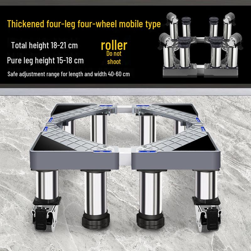 Universal Washing Machine & Refrigerator Stand with Stainless Steel Wheels
