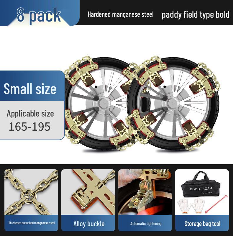 Universal Anti-Skid Chains for Cars, SUVs, and Off-Road Vehicles – Tire-Friendly for Winter Snow
