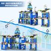 HOGOKIDS City Police Station Building Set - 1260 PCS Police Building Block Toys with Helicopter Motorcycle Police Vehicle Bandit Car, STEM Police