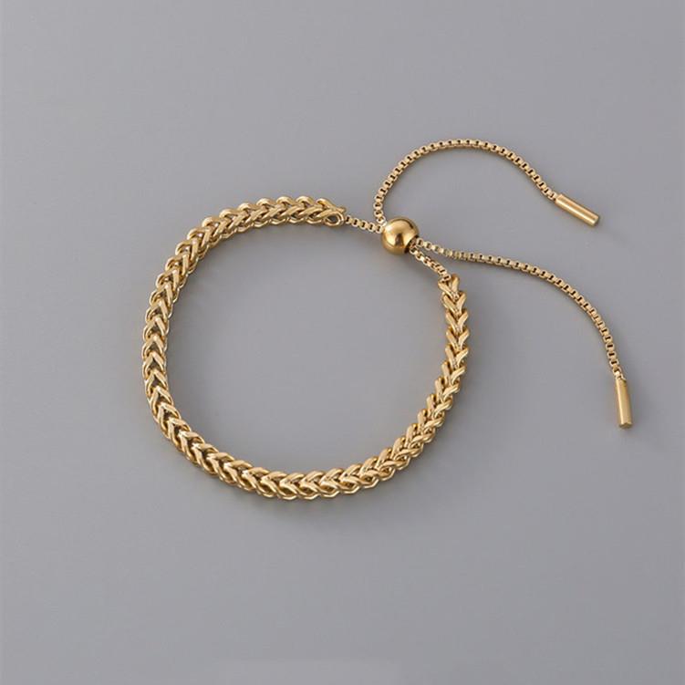 European American Stainless Steel Adjustable Drawstring Woven Chain Bracelet Unisex Versatile Hand Jewelry