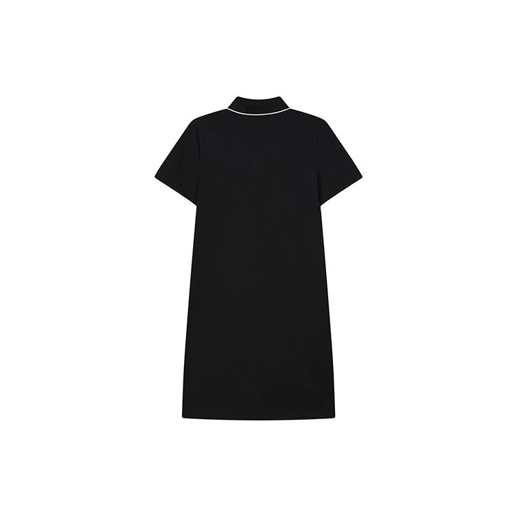 Fila Logo Striped Casual Sports Fashion Half-Zip Polo Dress Women Dresses Black F11W229315FBK