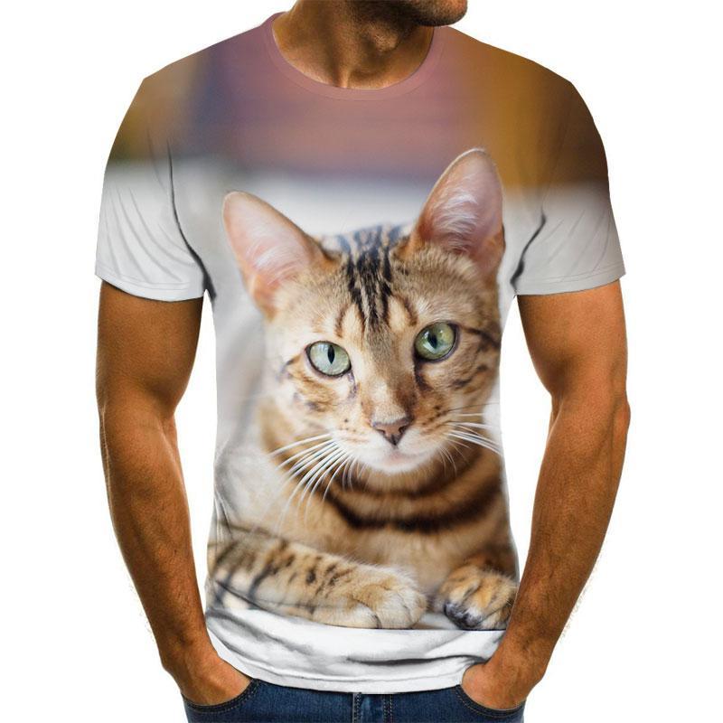 Summer Round Neck Cute Animal Pattern 3D Print Top Fashionable Casual Short Sleeved Men's T-shirts