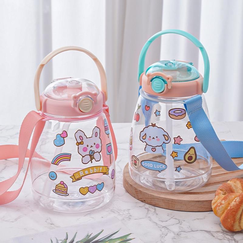 Creative Plastic Cup With Large Capacity And Straw Perfect For Students And Outdoor Activities