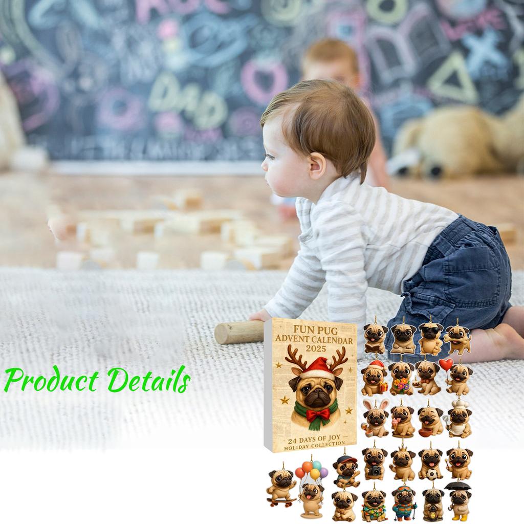 2D Flat Acrylic Mystery Box 24pcs Pendant With Airplane Box Funny Christmas Countdown Calendar