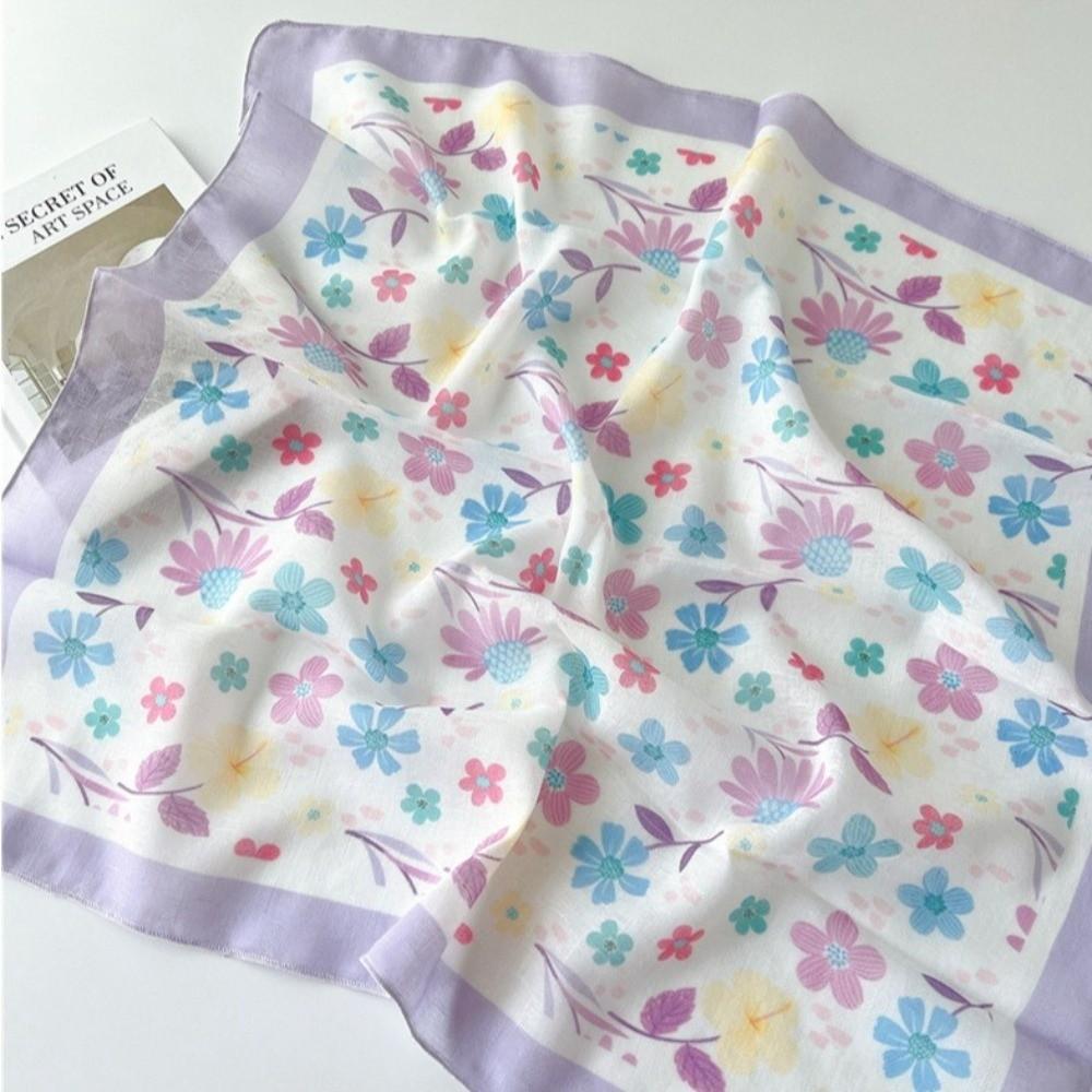 Cotton Linen Neckerchief Square Sunscreen Head Scarf Elegant Neck Scarf