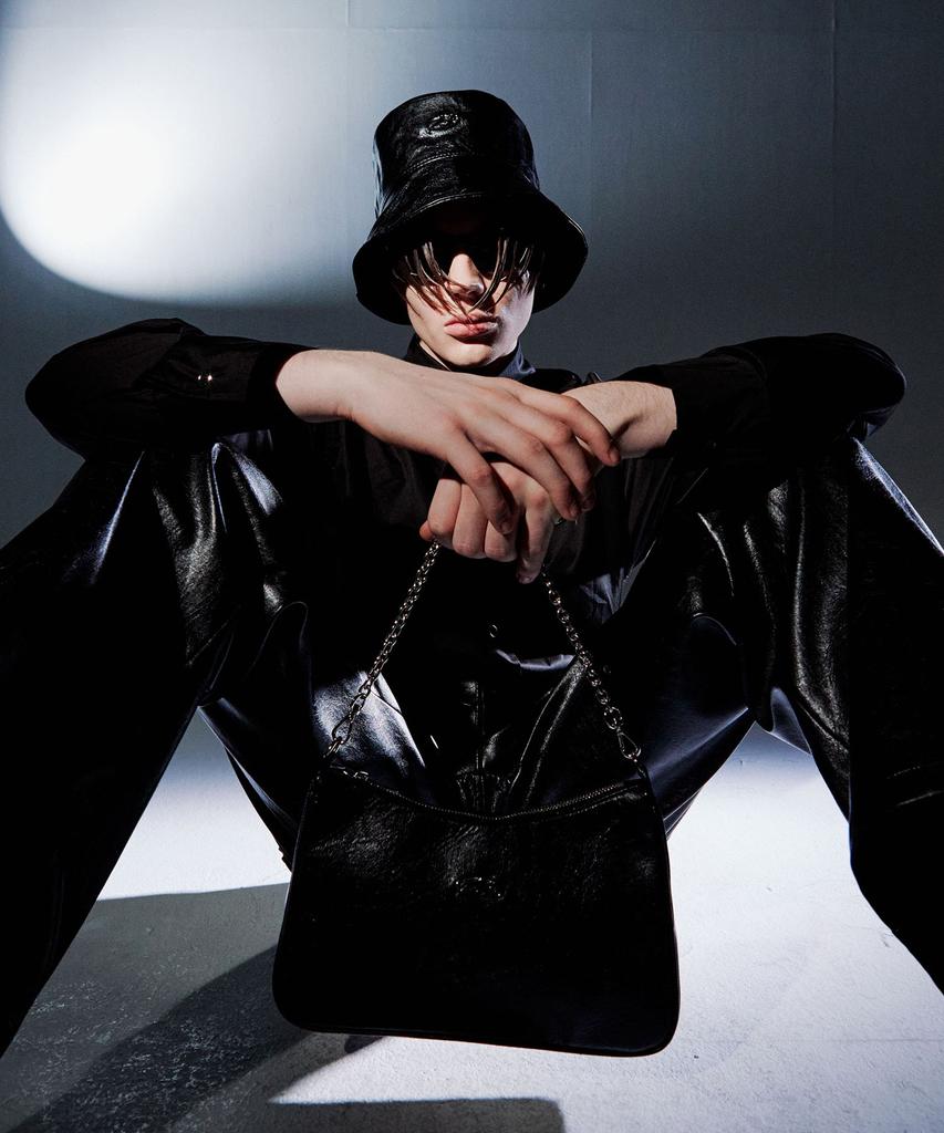 MORE THAN BLACK Leather Bucket Hat