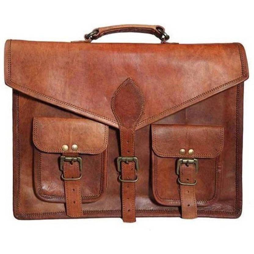 New Men's Handmade Leather Vintage Brown Messenger Shoulder Laptop Bag Briefcase