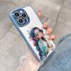 Blue-haired Girl Is Suitable for Apple 15 Mobile Phone Case 15Promax All-inclusive 14 with Flash Diamond Lens Film 13 Fairy Model.