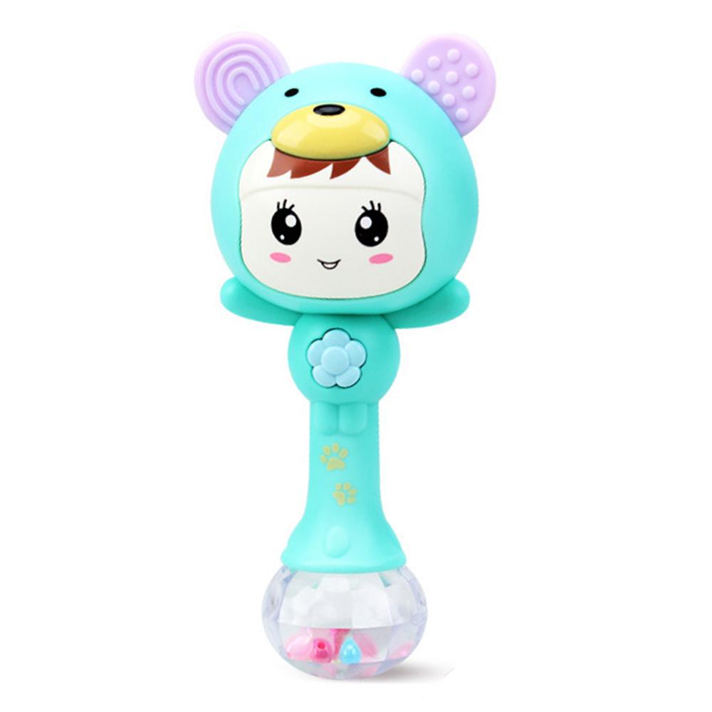 Hand Rattle Music LED Glowing Sand Hammer Soft Teether Development Baby Toy