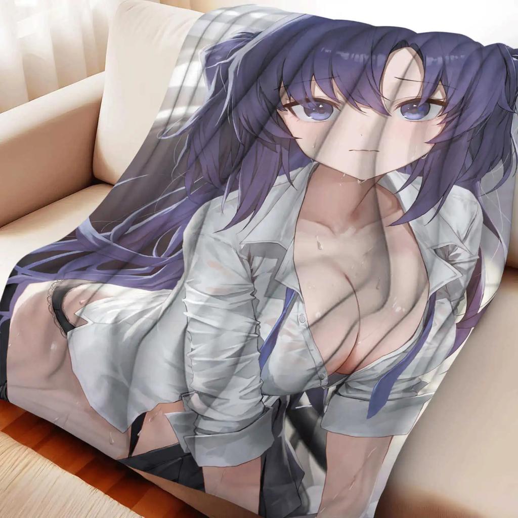 Cartoon Blue Archive Hayase Yuka Flannel Blanket Warm Soft Anime Nap Blanket Multifunctional Decor Universal Blankets
