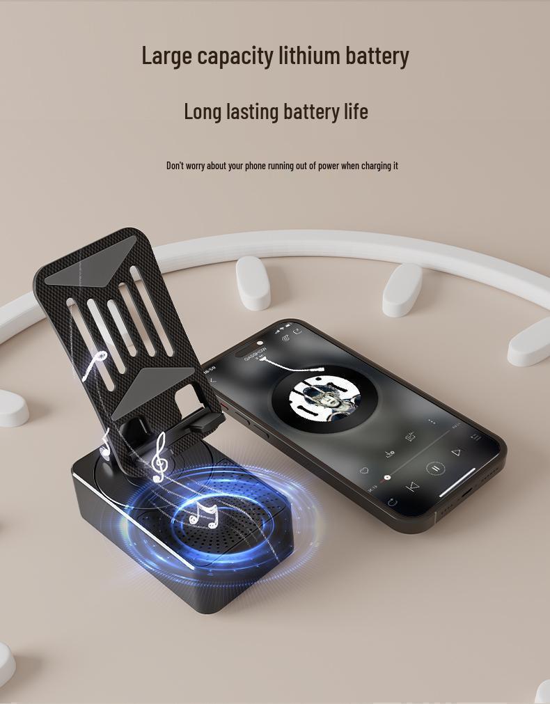 Bluetooth Speaker Mobile Phone Holder: Three-in-One Rotating Audio & Charging Steel Cannon