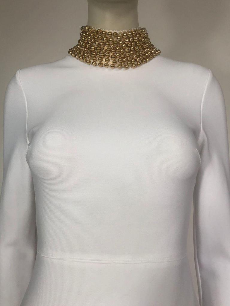 Beaded Stand Collar Backless Bodycon European & American Long Dress - Retro Light Luxury Design