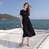 Sancai Plus Size Round Neck Knitted Long Dress with Twist Waist