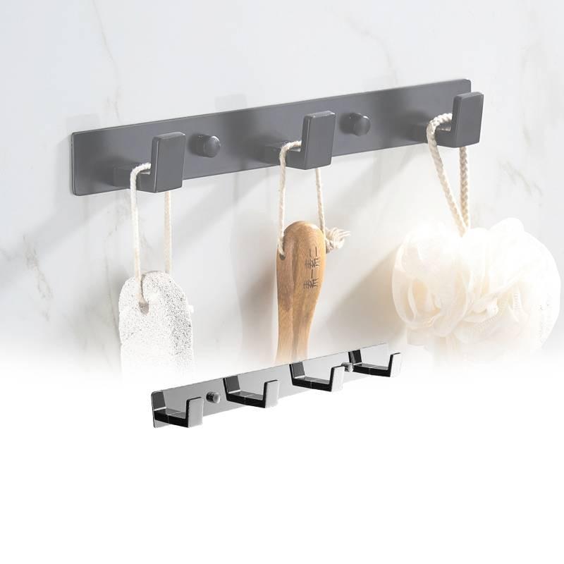 4 Hooks Coat Wall Mount Screw Hook Chrome Bath Towel Robe Rack Bathroom Kitchen