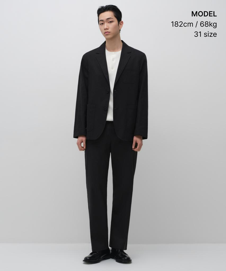 Musinsa Standard [City Workers] Linen Blend Tapered Pants [Black]