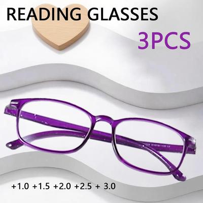 3PCS Fashion Reading Glasses Women New High-Definition Anti Blue Light Presbyopia Glasses Ultra Light Computer Glasses +1.0to+3.