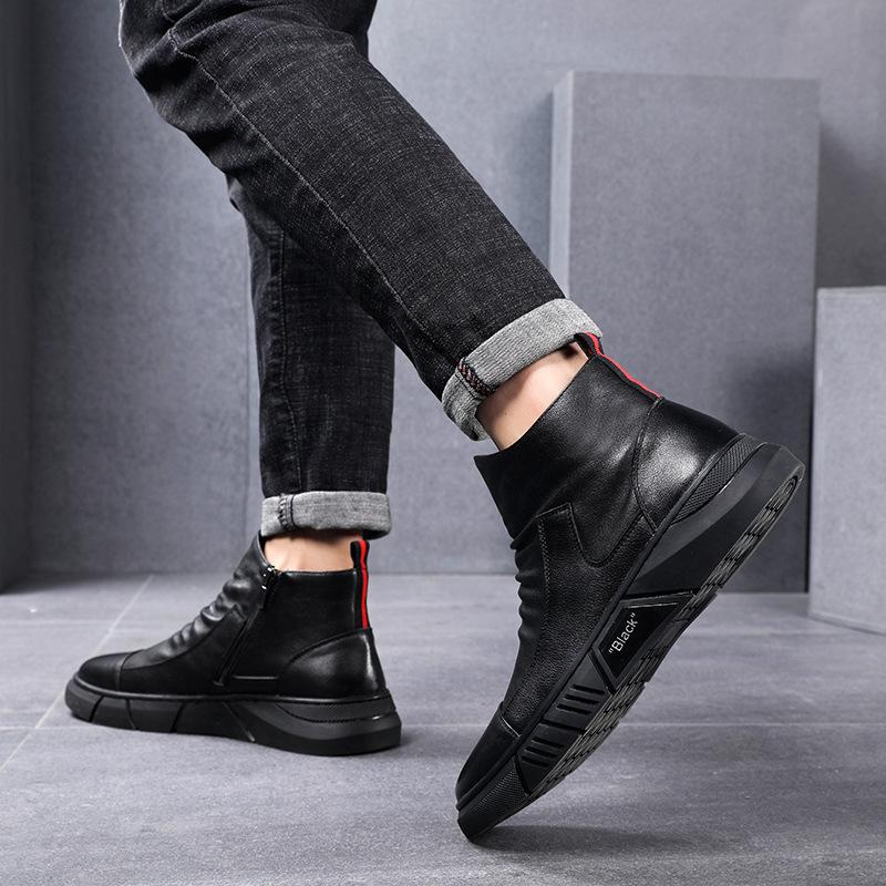 Boots In Autumn and Winter with Thick Fleece and Warm Midsole Men's British and British Short Boots Men's Shoes for Warmth and Cold Resistance