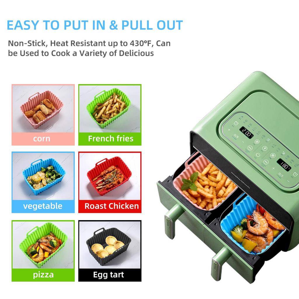 Cross-Shape Silicone Air Fryer Baking Pan, Non-Stick & Heat-Resistant
