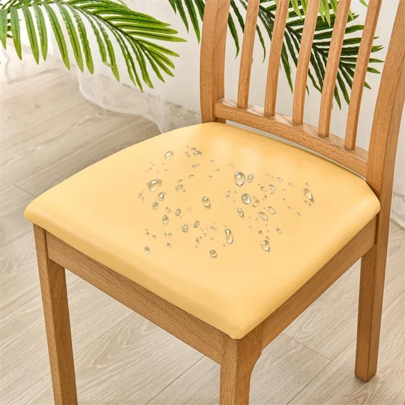 Water Repellent Dining Seat Cushion Cover Pu Leather Stretch Kitchen Chair Covers Chair Slipcover for Banquet Office El Party