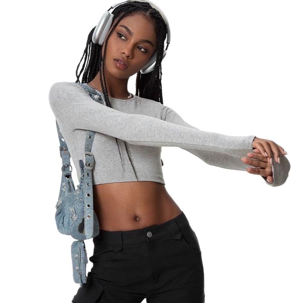 

Эластичный топ для йоги женский с длинным рукавом, базовые футболки, впитывающие пот, с открытой спиной, спортивные S серый