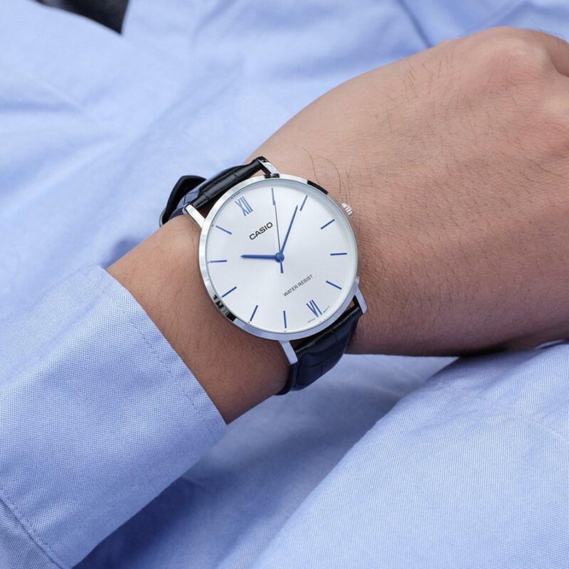 Casio STANDARD series pointer series fashion casual business simple heart of darkness classic waterproof quartz movement leather strap MTP-VT01L-7B1