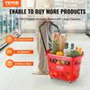 VEVOR Shopping Baskets, 6PCS, 39L Shopping Carts with Handles, Plastic Rolling Shopping Basket with Wheels