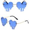 Colorful Ocean Creative Unique Luxury Heart Women Sun Glasses Rimless Sunglasses Tear Shape