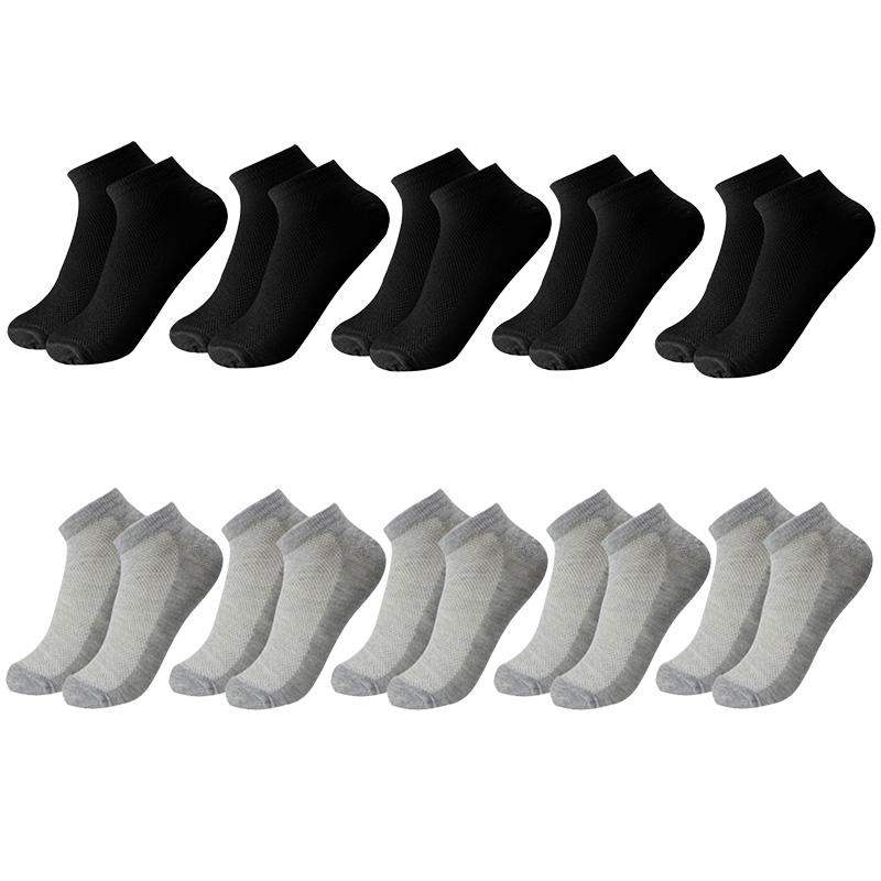 10 Pairs/Lot Breathable Men's Socks Short Ankle Elastic Solid Color Mesh Cotton Business Unisex Sock Plus Size EU38-46