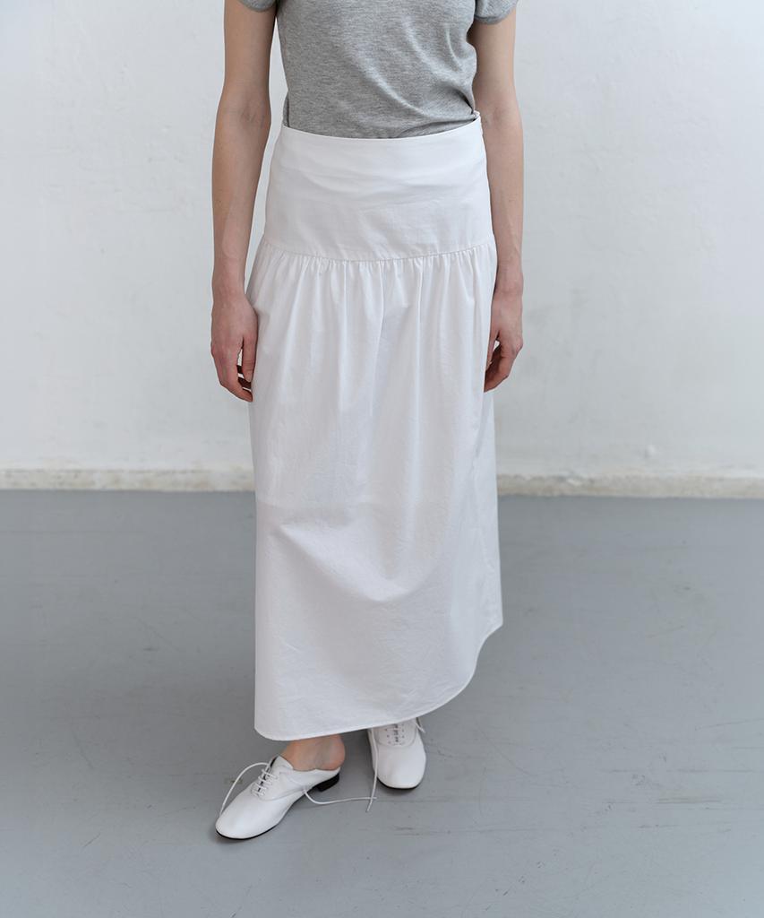 Loutaideu Cotton Shirring Skirt [White]