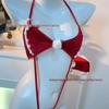 Red Pom-Pom Tie-Up Christmas Lingerie Halter Bodysuit