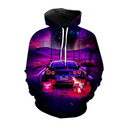 New Fashion Men's Sports Hoodie 3D Sports Car Print Pocket Top Jacket Loose Sweatshirt Long Sleeve Pullover Hooded Sweatshirt