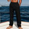 Men's Linen Casual Straight Leg Pants Loose Fit Breathable Summer Beach Trousers for