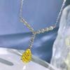 18k White Gold Pear Y 8 *12mm Sapphire Gemstones Necklaces Anniversary Gift 925 Sterling Silver Fine Jewelry