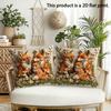 2 Fundas de Cojín Decorativas Familia de Zorros Salvajes Cuadradas Florales para Decoración de Sofá de Casa Dormitorio Funda de cojín
