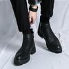 Neue Herrenschuhe Marke Herren Casual Chelsea Boots Herren Schnürschuhe Einfarbig Outdoor Stiefel Herren Bequeme Motorrad Stiefeletten