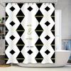 Modern Black White Shower Curtain with Gold Decor: Personalized Mr Mrs Bath Rug for Wedding Anniversary Gift Ideas Fashion Home